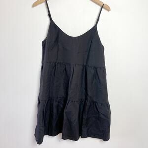 Oak & Fort Tiered Ruffle Sun Dress Small Linen Blend Quiet Luxury Parisian Boho